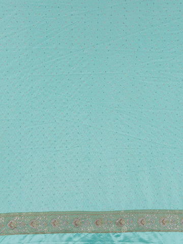Aqua Green Floral Woven Banarasi Silk Saree - Diadem