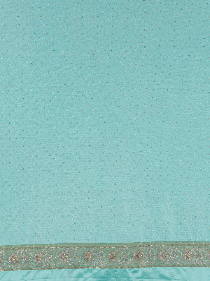 Aqua Green Floral Woven Banarasi Silk Saree - Diadem