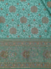Aqua Green Floral Woven Banarasi Silk Saree - Diadem