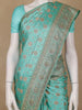 Aqua Green Floral Woven Banarasi Silk Saree - Diadem