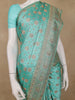 Aqua Green Floral Woven Banarasi Silk Saree - Diadem