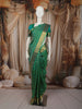 Aqua Green Geometric Zari Woven Design Pure Kanchipuram Silk Saree with Zari Border