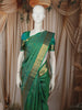Aqua Green Geometric Zari Woven Design Pure Kanchipuram Silk Saree with Zari Border