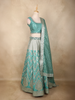 Aqua Green Mirror Embroidered Banarasi Silk Lehenga Set with Dupatta