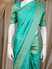 Aqua Green Paisley Design Pure Kanchipuram Silk Saree