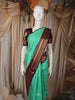 Aqua Green Peacock Butta Zari Woven Design Pure Kanchipuram Silk Saree with Contrast Varisai Pattu Border