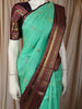 Aqua Green Peacock Butta Zari Woven Design Pure Kanchipuram Silk Saree with Contrast Varisai Pattu Border