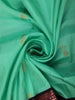 Aqua Green Peacock Butta Zari Woven Design Pure Kanchipuram Silk Saree with Contrast Varisai Pattu Border