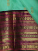 Aqua Green Peacock Butta Zari Woven Design Pure Kanchipuram Silk Saree with Contrast Varisai Pattu Border