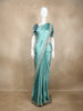 Aqua Green Satin Saree with Designer Border