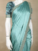 Aqua Green Satin Saree with Designer Border