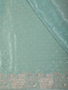 Aqua Green Sequins and Thread Embroidered Satin Saree with Designer Border