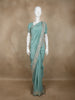 Aqua Green Sequins and Thread Embroidered Satin Saree with Designer Border