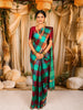Aqua Green with Maroon Checked Woven Design Pure Kanchipuram Silk Saree with Zari Border