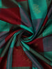 Aqua Green with Maroon Checked Woven Design Pure Kanchipuram Silk Saree with Zari Border