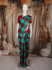 Aqua Green with Maroon Checked Woven Design Pure Kanchipuram Silk Saree with Zari Border