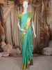 Aqua Mint Blue Floral Vine Zari Woven Design Pure Kanchipuram Silk Bridal Wear Saree with Contrast Zari Border