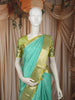 Aqua Mint Blue Floral Vine Zari Woven Design Pure Kanchipuram Silk Bridal Wear Saree with Contrast Zari Border