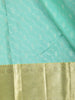 Aqua Mint Blue Floral Vine Zari Woven Design Pure Kanchipuram Silk Bridal Wear Saree with Contrast Zari Border