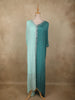 Aqua Ombre Sequins Embellished Design Georgette Kaftan Palazzo Suit