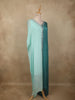 Aqua Ombre Sequins Embellished Design Georgette Kaftan Palazzo Suit