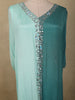 Aqua Ombre Sequins Embellished Design Georgette Kaftan Palazzo Suit