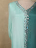 Aqua Ombre Sequins Embellished Design Georgette Kaftan Palazzo Suit