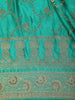 Teal Green Floral Zari Woven Design Banarasi Silk Designer Saree with Designer Border