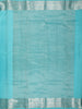 Aqua Sky Blue Striped and Geometric Zari Woven Design Kanchipuram Silk Saree with Zari Border