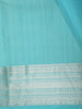 Aqua Sky Blue Striped and Geometric Zari Woven Design Kanchipuram Silk Saree with Zari Border