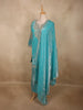 Aqua Teal Blue Beads and Zari Embroidered Design Organza Sharara Suit With Dupatta