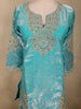Aqua Teal Blue Beads and Zari Embroidered Design Organza Sharara Suit With Dupatta