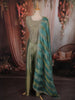Aqua Teal Blue Floral Beads and Mirror Embroidered Design Tissue Palazzo Suit with Dupatta