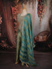 Aqua Teal Blue Floral Beads and Mirror Embroidered Design Tissue Palazzo Suit with Dupatta