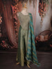 Aqua Teal Blue Floral Beads and Mirror Embroidered Design Tissue Palazzo Suit with Dupatta