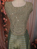 Aqua Teal Blue Floral Beads and Mirror Embroidered Design Tissue Palazzo Suit with Dupatta