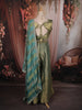 Aqua Teal Blue Floral Beads and Mirror Embroidered Design Tissue Palazzo Suit with Dupatta