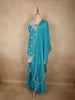Aqua Teal Blue Floral Sequins and Beads Embroidered Design Georgette Palazzo Suit with Dupatta