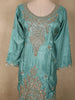 Aqua Teal Blue Floral Sequins and Beads Embroidered Design Satin Palazzo Suit with Dupatta