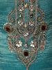 Aqua Turquoise Blue Abstract Sequins and Beads Embroidered  Design Tissue Silk Straight Cut Salwar Suit with Matching Dupatta