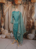 Aqua Turquoise Blue Abstract Sequins and Beads Embroidered  Design Tissue Silk Straight Cut Salwar Suit with Matching Dupatta
