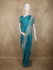 Aqua Turquoise Blue Floral Zari Woven Design Banarasi Silk Designer Saree with Designer Border