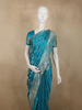 Aqua Turquoise Blue Floral Zari Woven Design Banarasi Silk Designer Saree with Designer Border