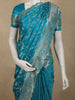 Aqua Turquoise Blue Floral Zari Woven Design Banarasi Silk Designer Saree with Designer Border