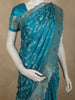 Aqua Turquoise Blue Floral Zari Woven Design Banarasi Silk Designer Saree with Designer Border