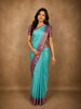 Aqua Blue Butta Zari Woven Design Pure Kanchipuram Silk Saree with Contrast Zari Border