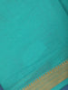 Aqua Blue Cotton Saree with Zari Border - Diadem