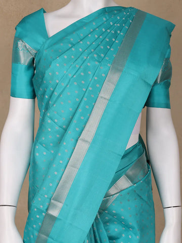 Aqua Blue Floral Butta woven Silk Saree - Diadem