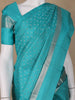 Aqua Blue Floral Butta woven Silk Saree - Diadem