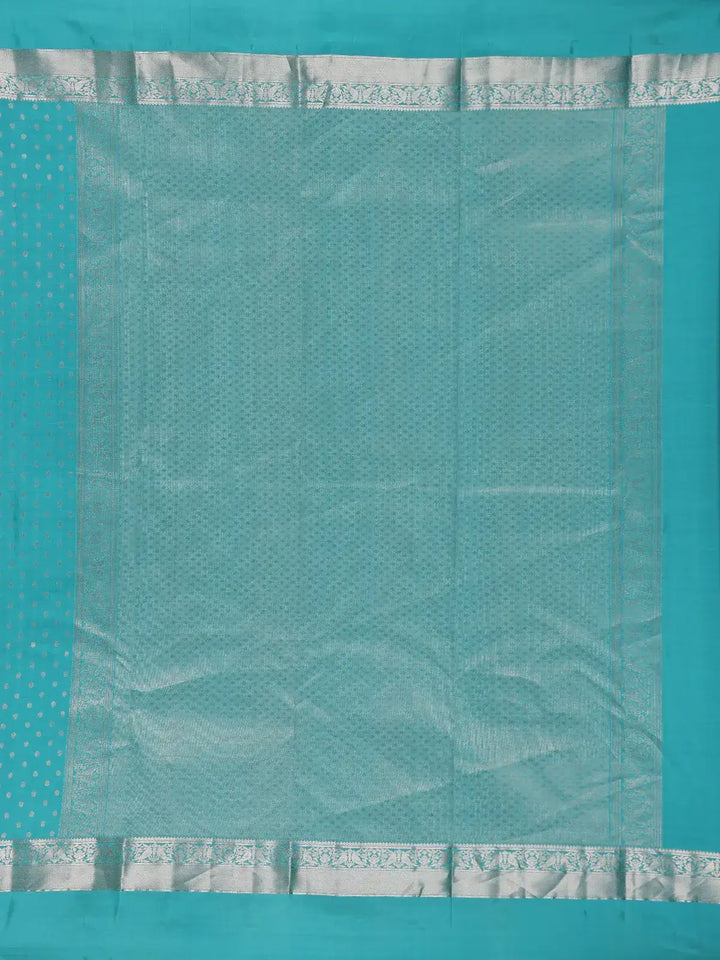 Aqua Blue Floral Butta woven Silk Saree - Diadem